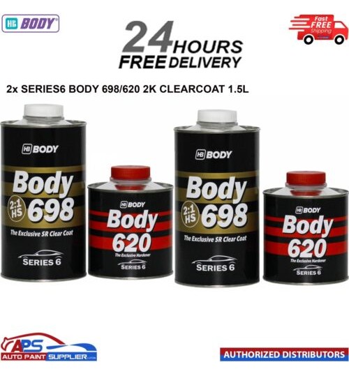 2x HB BODY SERIES 6 BODY 698 / BODY 620 2K CLEARCOAT SR - 3 LTR KIT